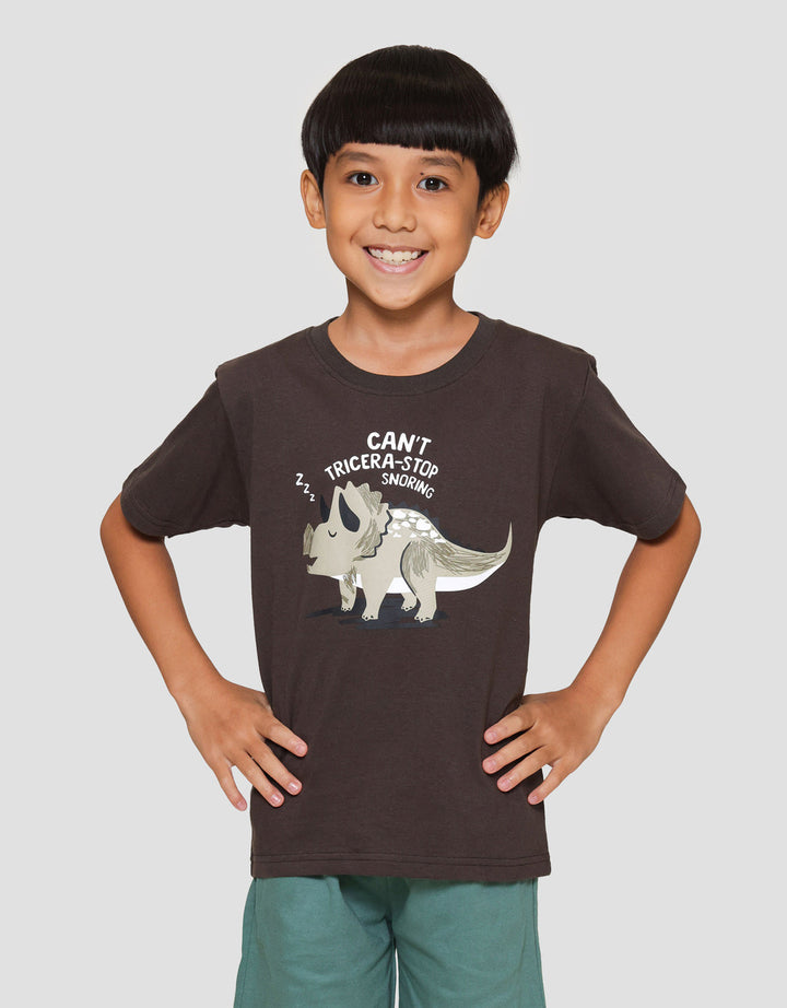 Little M Snoring Triceratop Kaos Anak Laki-laki