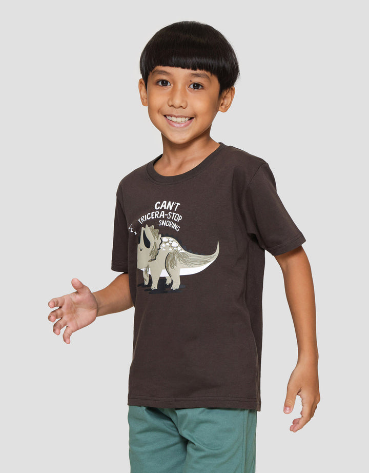 Little M Snoring Triceratop Kaos Anak Laki-laki