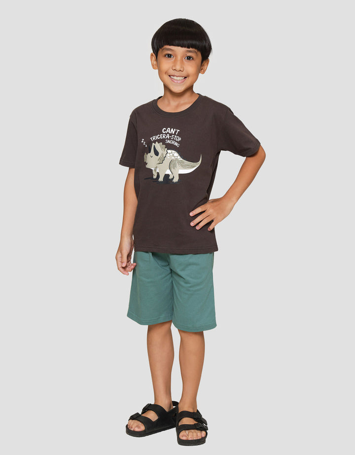 Little M Snoring Triceratop Kaos Anak Laki-laki