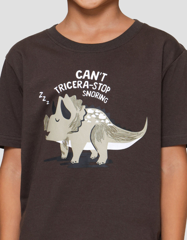 Little M Snoring Triceratop Kaos Anak Laki-laki
