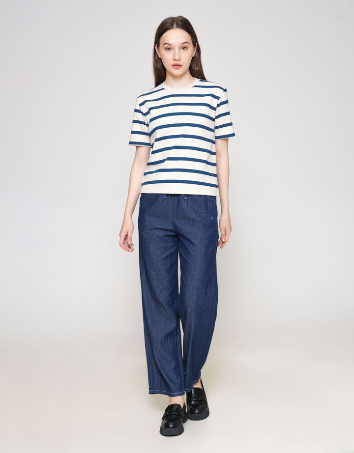 ZES Interlock Crop Stripe Tee Kaos Wanita CRLVT038