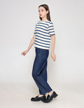 ZES Interlock Crop Stripe Tee Kaos Wanita CRLVT038