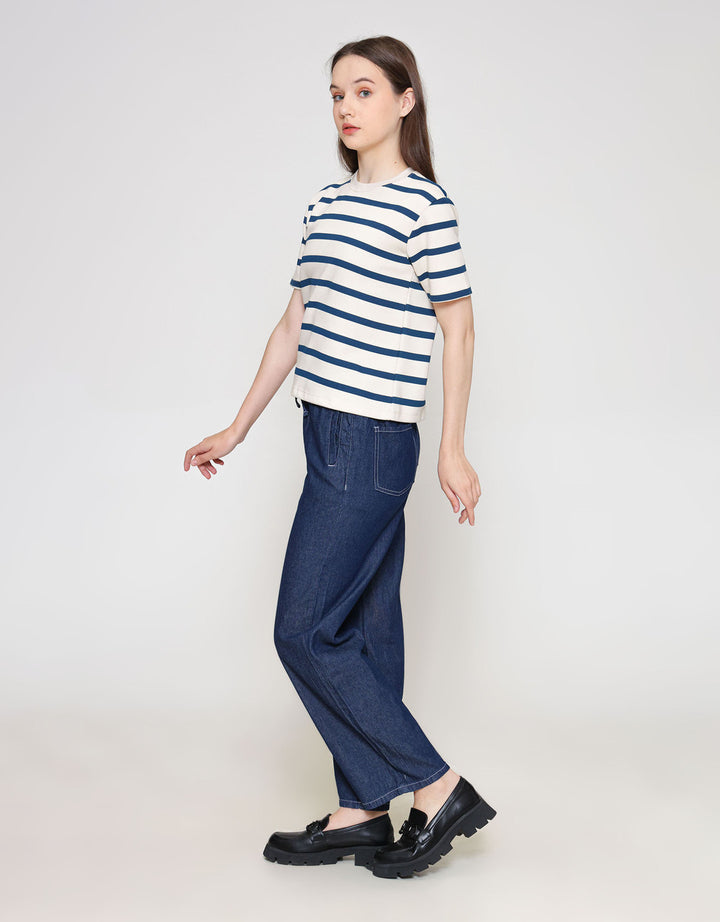 ZES Interlock Crop Stripe Tee Kaos Wanita CRLVT038