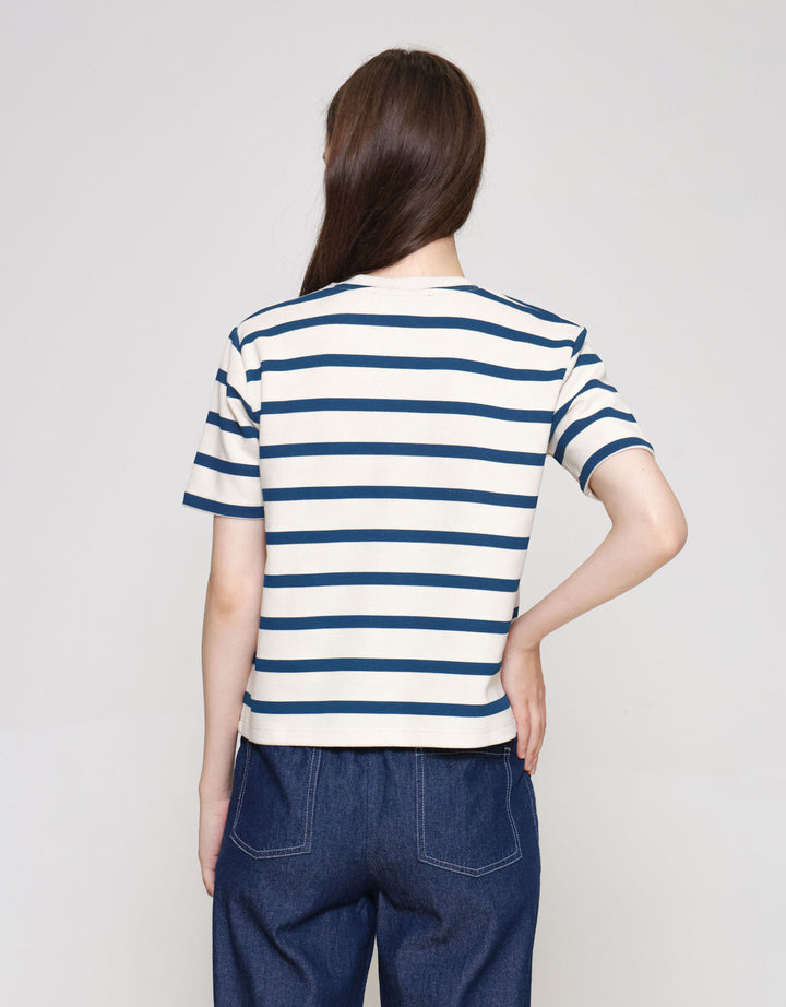 ZES Interlock Crop Stripe Tee Kaos Wanita CRLVT038