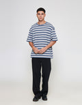 ZES Textured Striped Ronan Kaos Pria RONAN