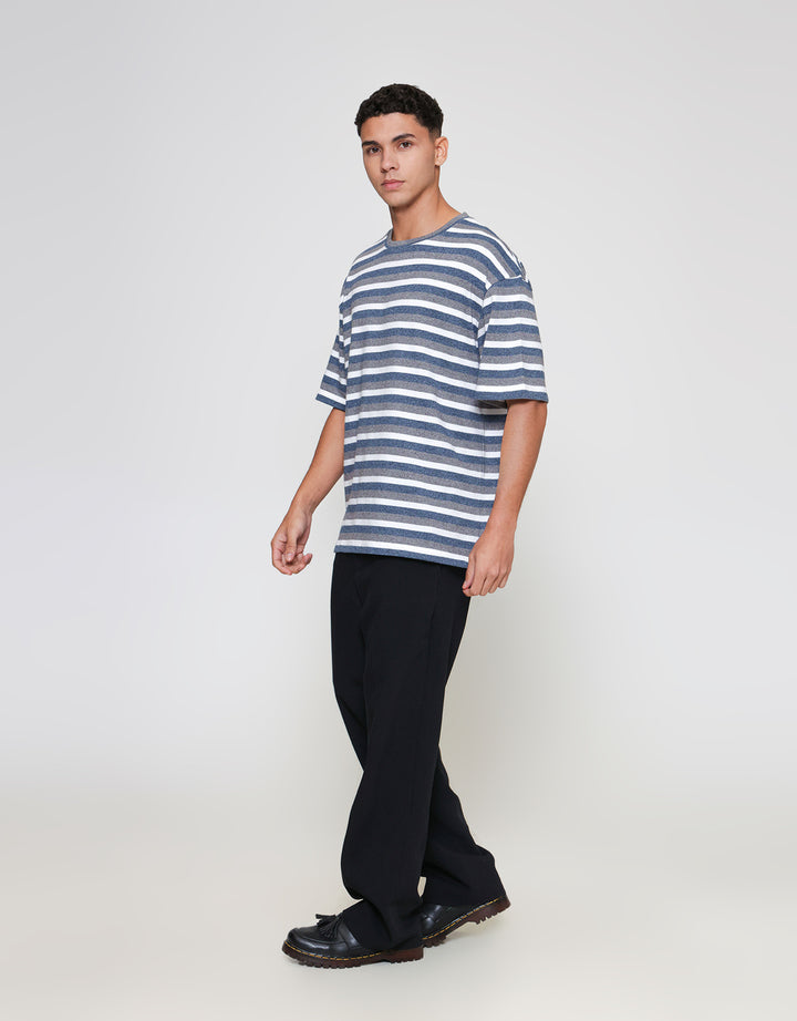 ZES Textured Striped Ronan Kaos Pria RONAN