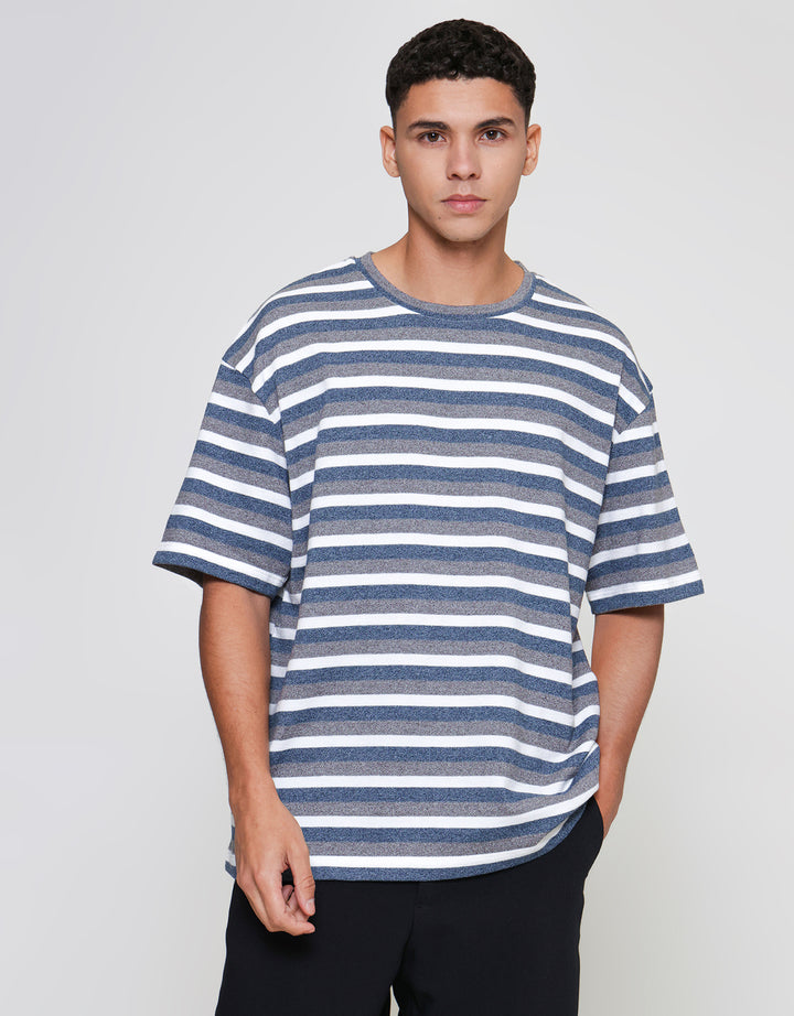 ZES Textured Striped Ronan Kaos Pria RONAN