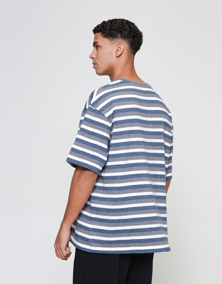 ZES Textured Striped Ronan Kaos Pria RONAN
