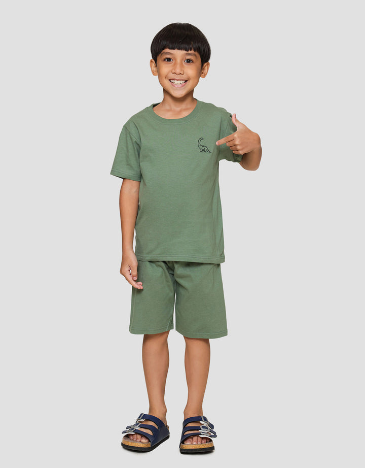 Little M Polos Dino Apato Bordir Pakaian Setelan Anak Laki-laki