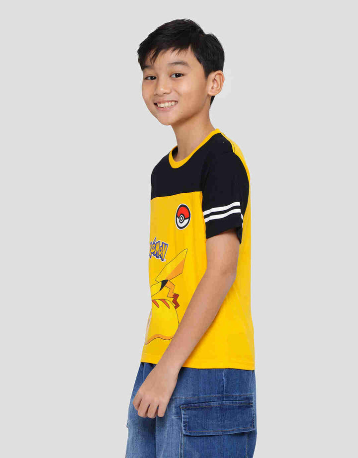 Character Pokemon Pikachu Cut Sewn  Kaos Lengan Pendek Anak Laki-laki