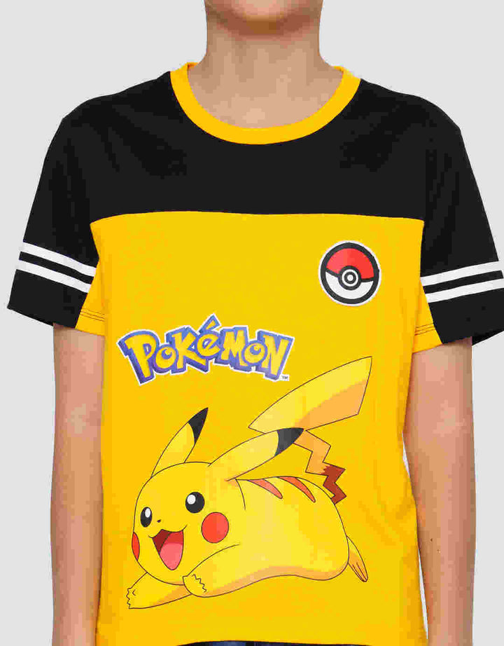 Character Pokemon Pikachu Cut Sewn  Kaos Lengan Pendek Anak Laki-laki