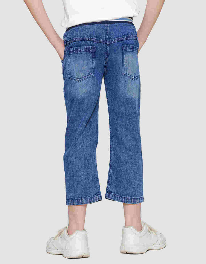 Little M Denim Reguler Non Stretch Bordir Pinggang Rib Celana Panjang Laki-Laki
