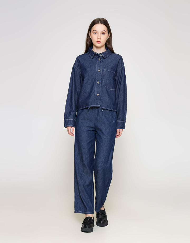 ZES Denim Boxy Kemeja Wanita PRDT002