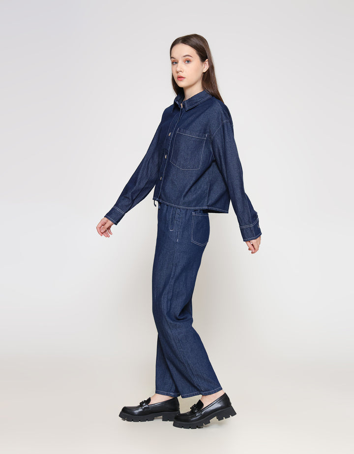 ZES Denim Boxy Kemeja Wanita PRDT002
