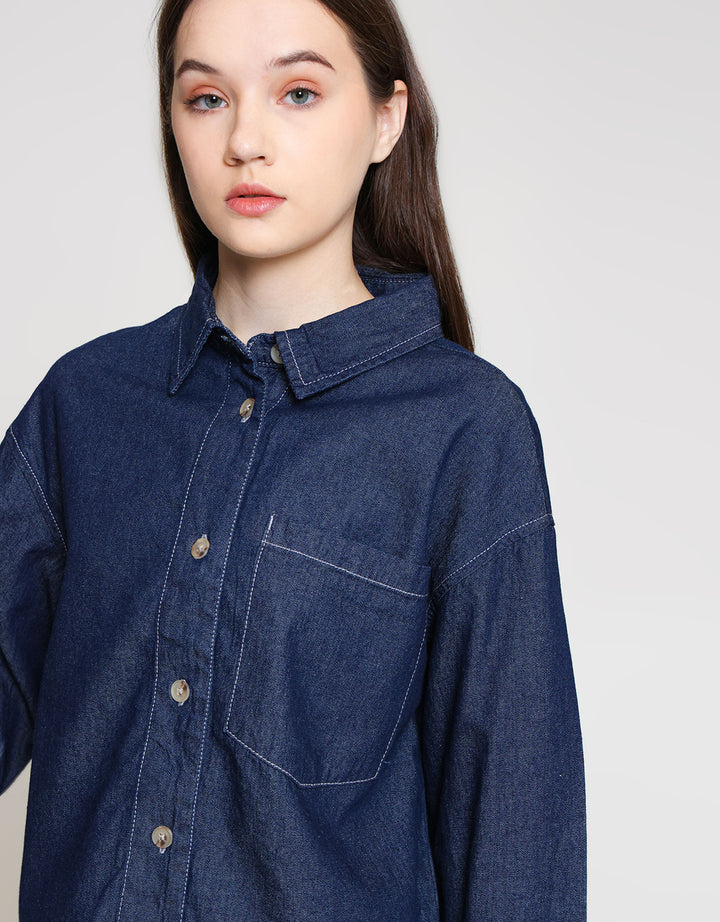 ZES Denim Boxy Kemeja Wanita PRDT002