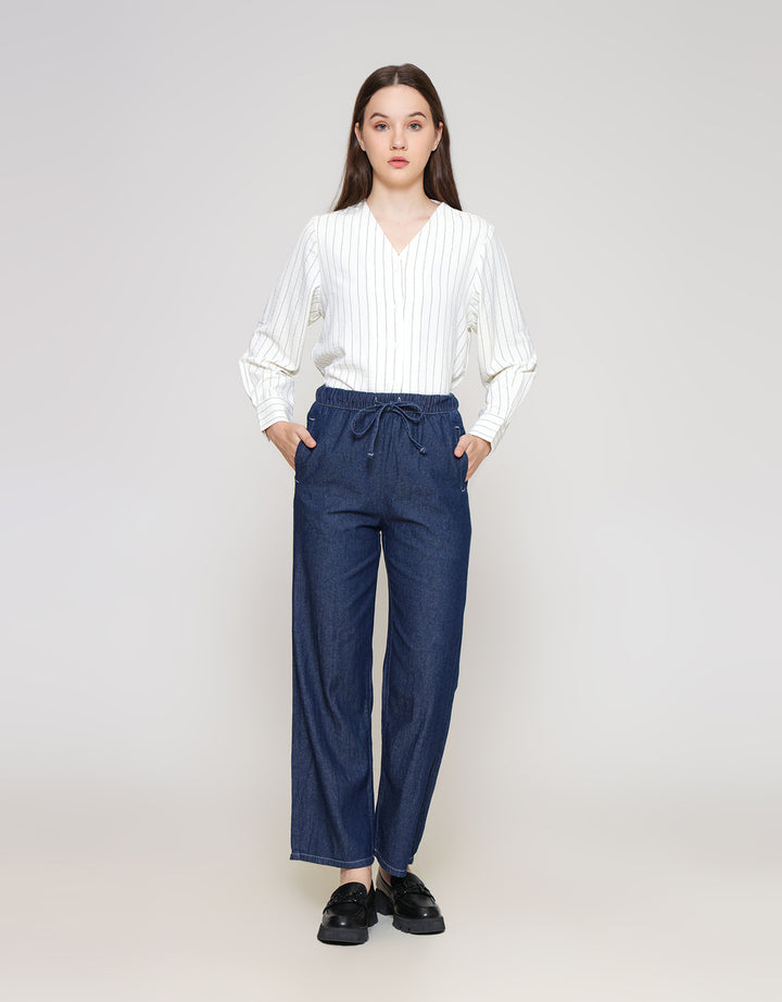 ZES Denim With Full Elastic Cullote Wanita PRDD005