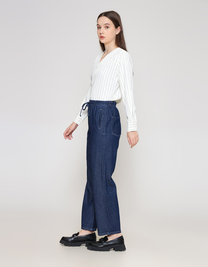 ZES Denim With Full Elastic Cullote Wanita PRDD005