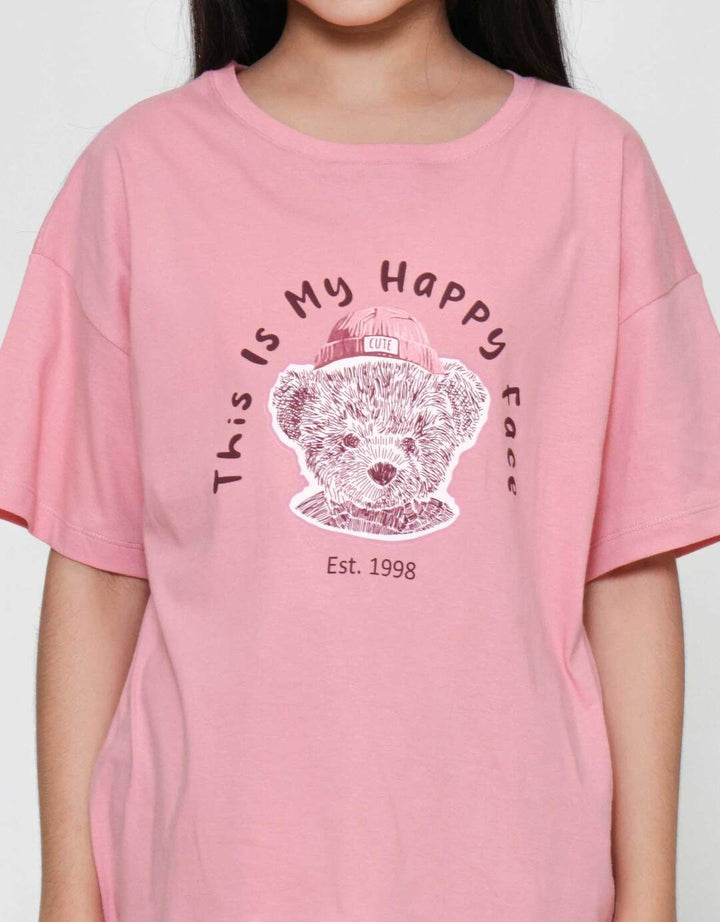 Nevada Bear Happy Face Kaos Anak Perempuan