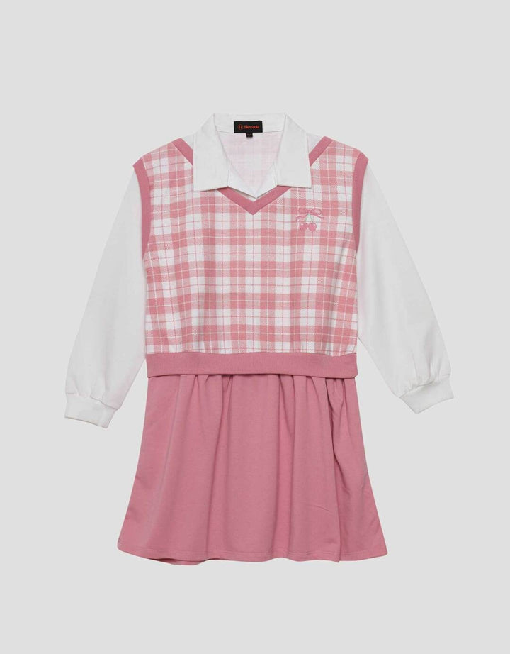 Nevada Vest Kotak Dress Anak Perempuan