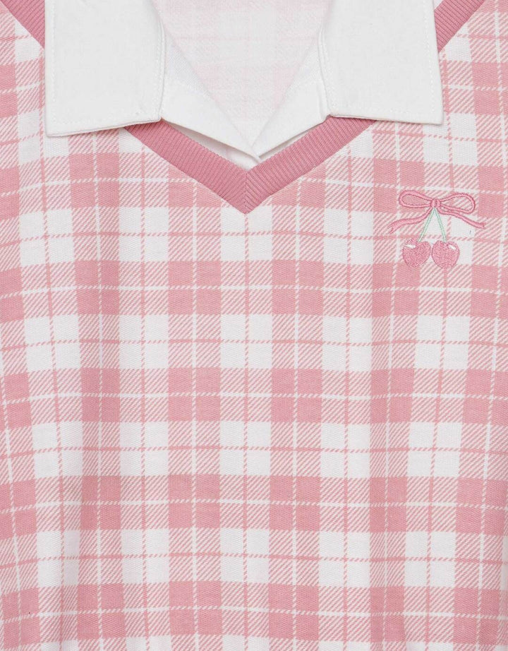 Nevada Vest Kotak Dress Anak Perempuan