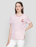 Nevada Print Stripe Yd Bear Kaos Lengan Pendek Wanita