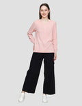 Connexion V-Neck Texture Kaos Lengan Panjang Wanita