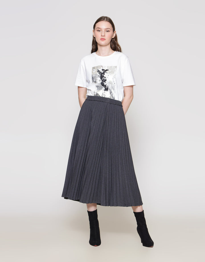 ZES Rok Pleats Wanita Midi MELWB003