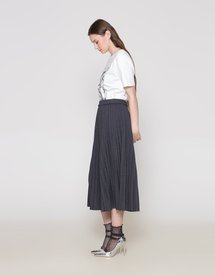 ZES Rok Pleats Wanita Midi MELWB003