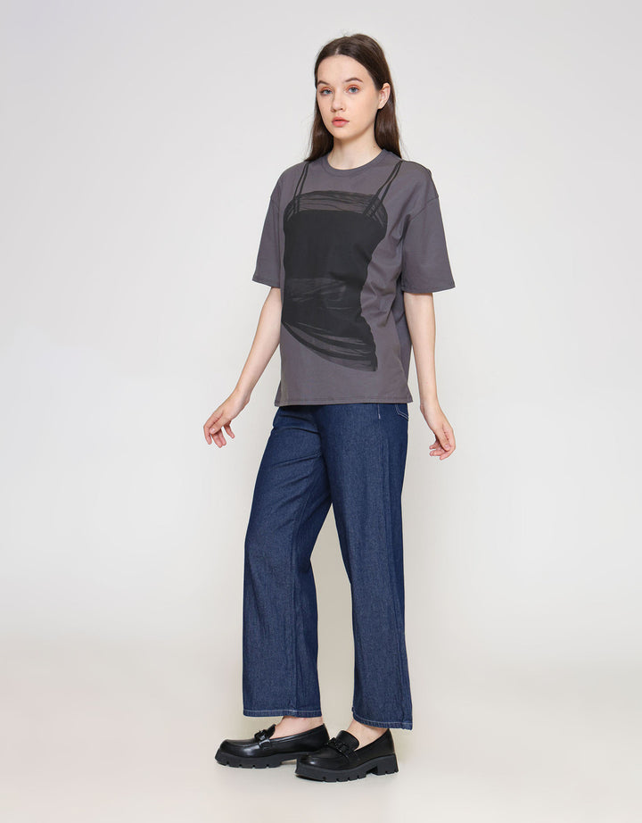 ZES Tank Print Kaos Oversize Wanita CRLVT030
