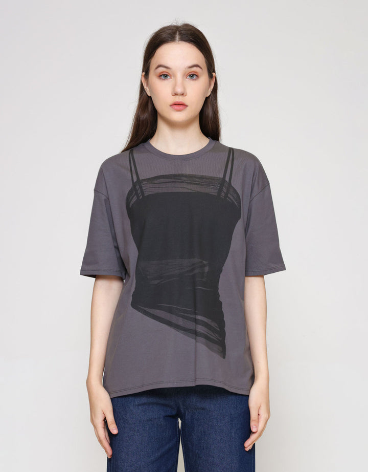 ZES Tank Print Kaos Oversize Wanita CRLVT030
