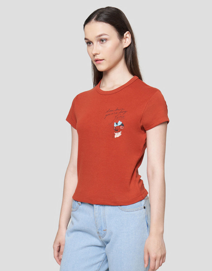 Suko Crop Graphic Disney Kaos Wanita