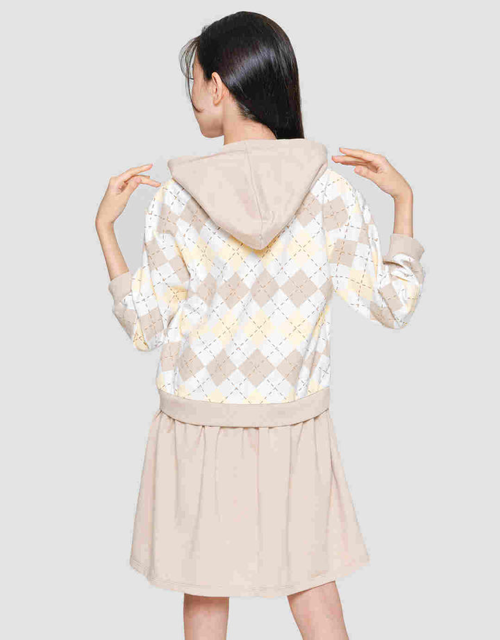 Nevada Diamond Print Dress Hoodie Anak Perempuan