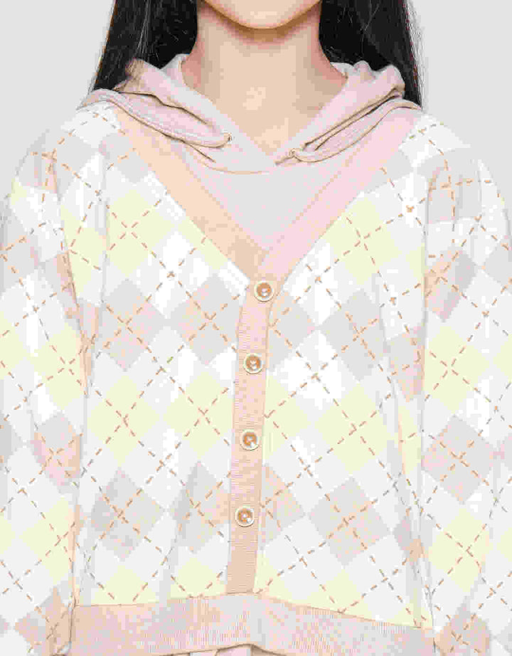 Nevada Diamond Print Dress Hoodie Anak Perempuan