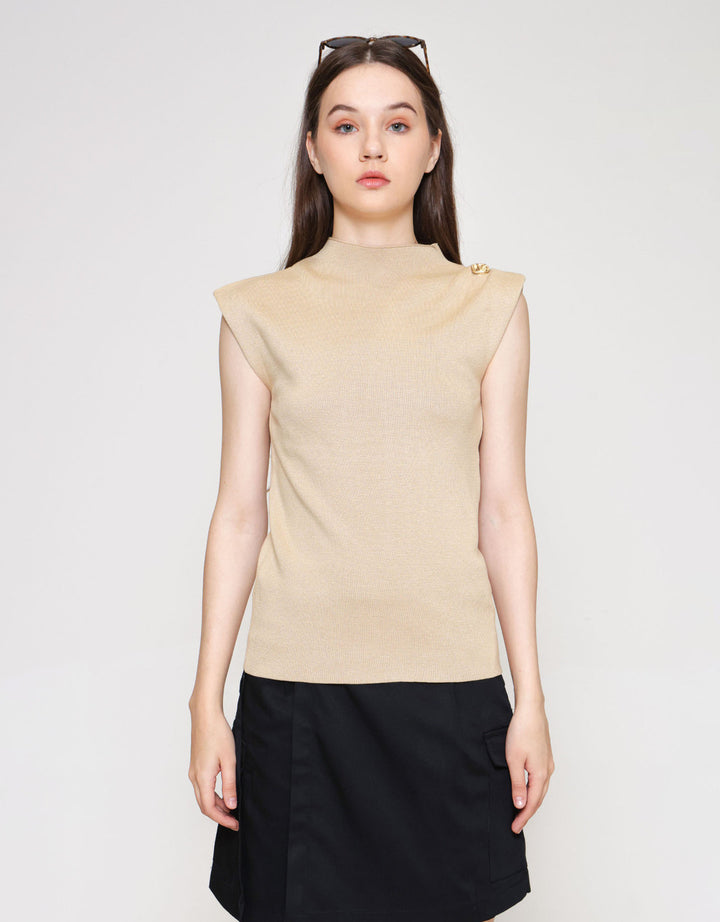 ZES Knit Top With Gold Kaos Wanita DTRTP007
