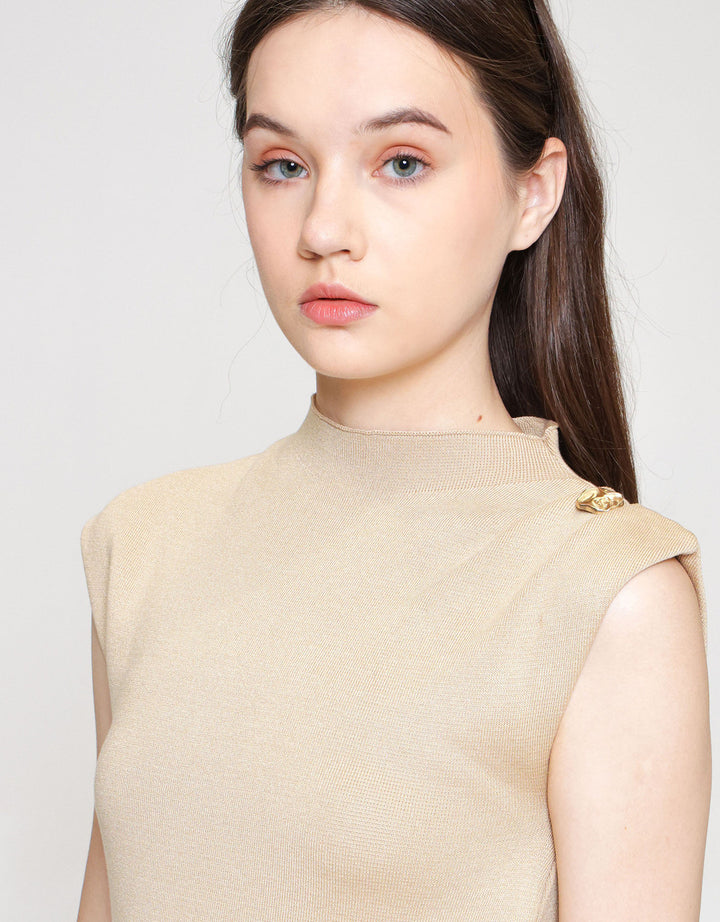 ZES Knit Top With Gold Kaos Wanita DTRTP007