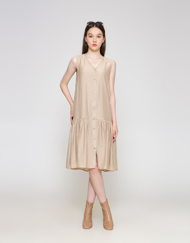 ZES Tier Sleeveless Midi Dress Wanita TSBDD002