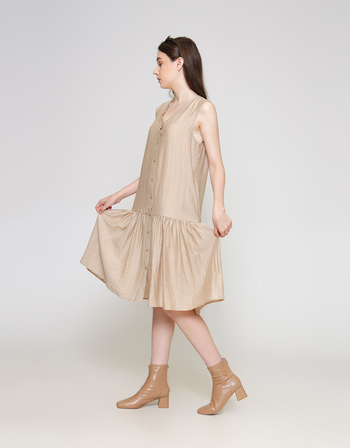 ZES Tier Sleeveless Midi Dress Wanita TSBDD002