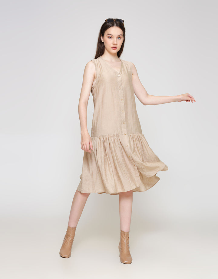 ZES Tier Sleeveless Midi Dress Wanita TSBDD002