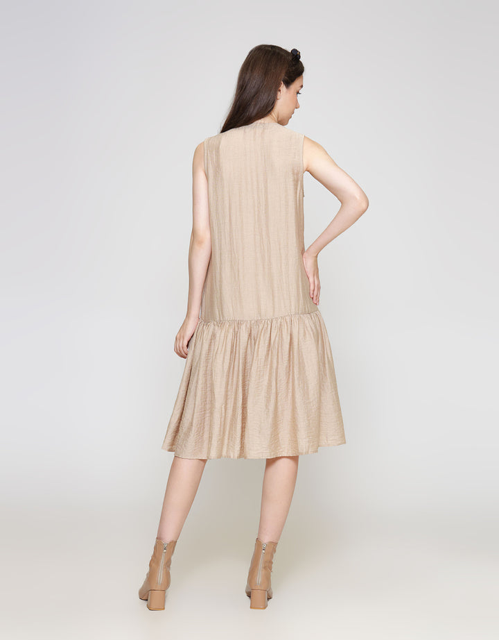 ZES Tier Sleeveless Midi Dress Wanita TSBDD002