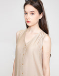 ZES Tier Sleeveless Midi Dress Wanita TSBDD002