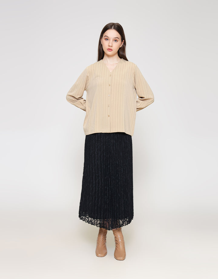 ZES Long Sleeve Shirt Stripes Wanita NIFWT011 NIFWT011