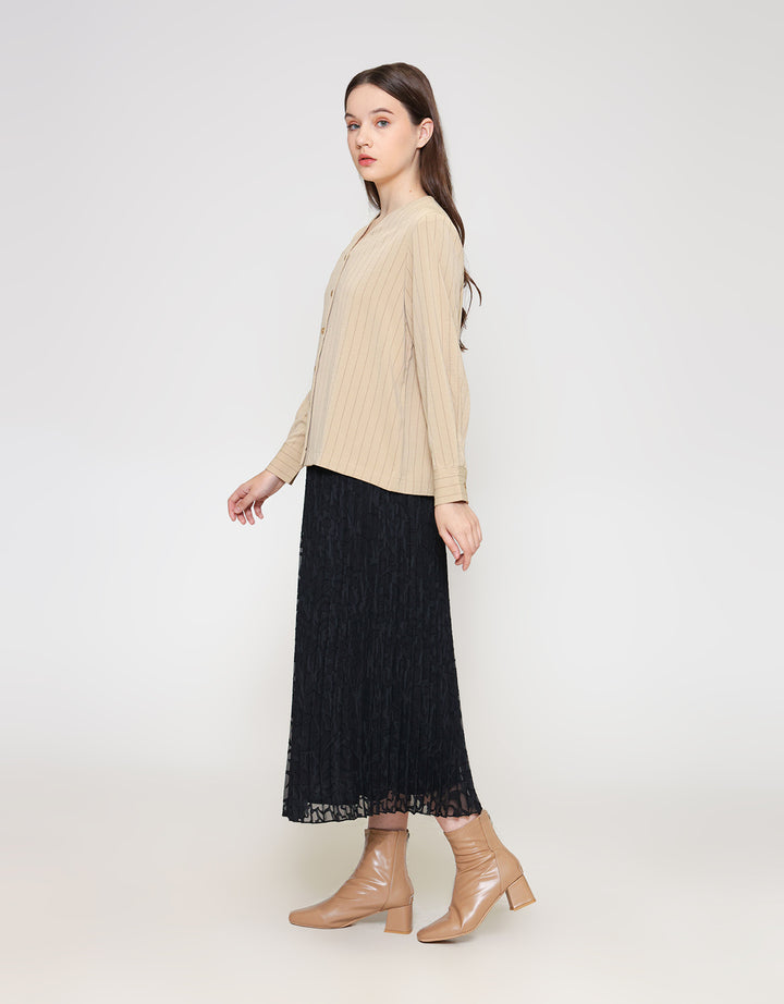ZES Long Sleeve Shirt Stripes Wanita NIFWT011 NIFWT011