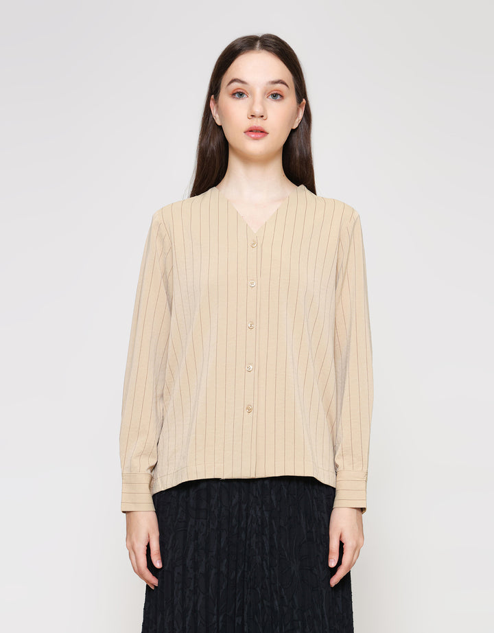 ZES Long Sleeve Shirt Stripes Wanita NIFWT011 NIFWT011