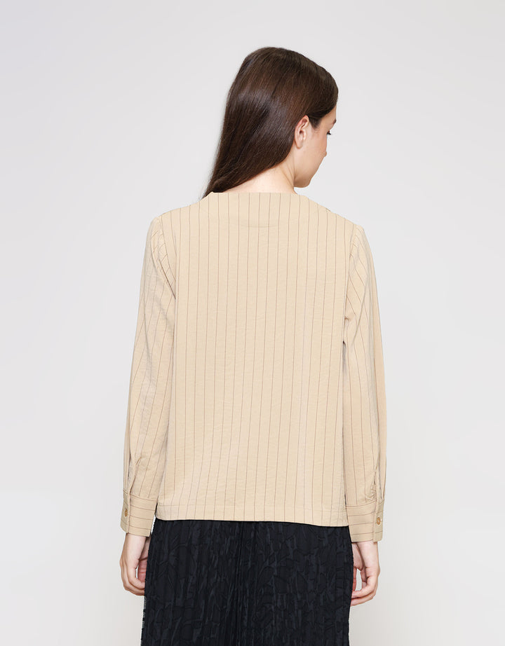 ZES Long Sleeve Shirt Stripes Wanita NIFWT011 NIFWT011
