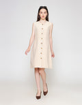 ZES Contrast Stitch Sleeveless Midi Dress Wanita NIFDD001