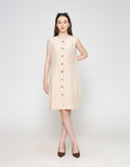 ZES Contrast Stitch Sleeveless Midi Dress Wanita NIFDD001