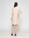 ZES Contrast Stitch Sleeveless Midi Dress Wanita NIFDD001