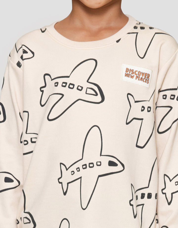 Little M Print Pesawat Sweater Anak Laki-laki