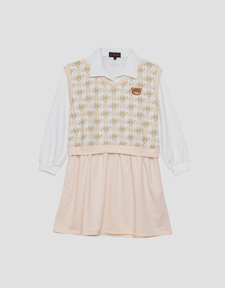 Nevada Vest Pixel Midi Dress Anak Perempuan