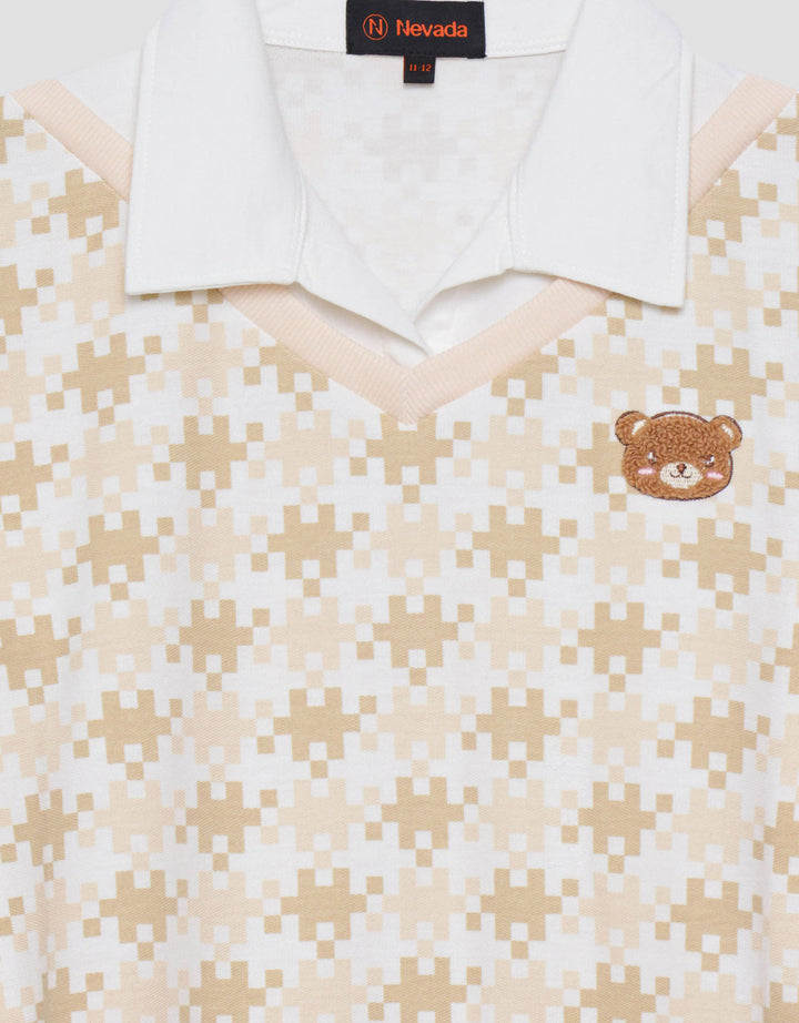 Nevada Vest Pixel Midi Dress Anak Perempuan